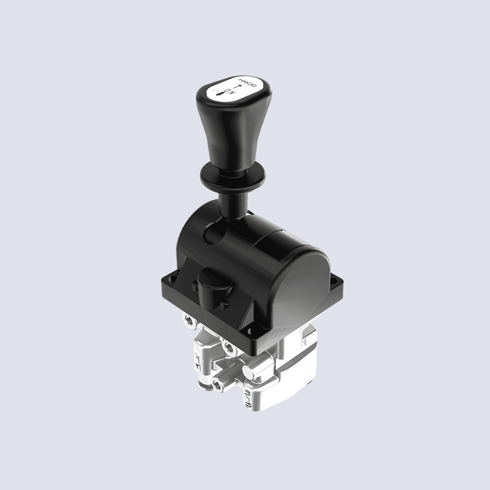 Válvula de Controle de Ar (interruptor de tomada de força de 3 vias sem e com fenda no modo de tombamento e abaixamento)